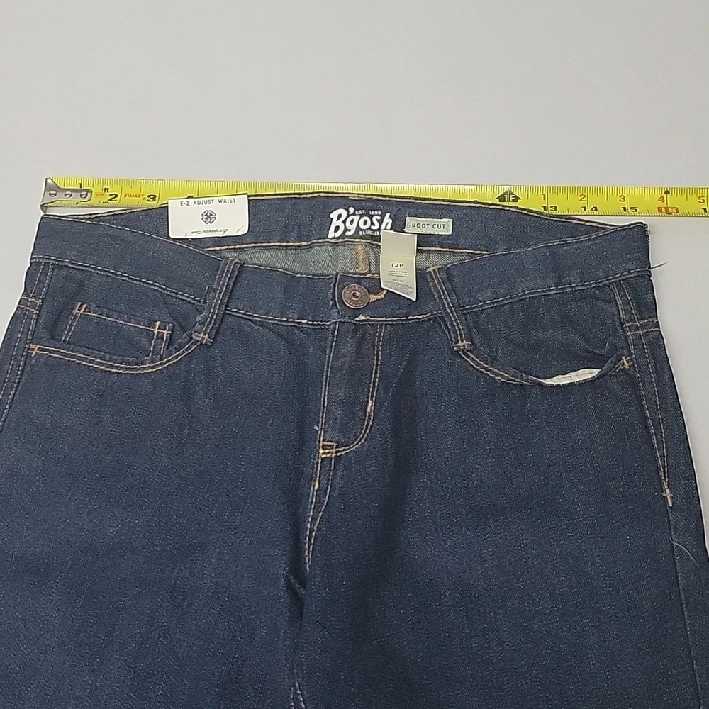 Girls B'gosh Boot Cut Jeans, Size 12P(31 x  25) Dark Wash, Adjustable Waist